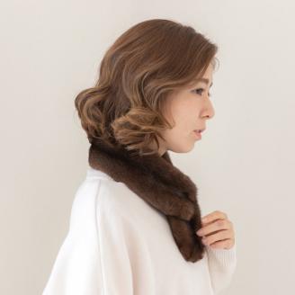 【0981-1】毛皮の宝石 NAFAミンクDFチョーカー　ブラウン