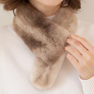 【0981-3】毛皮の宝石 NAFAミンクDFチョーカー　マーブル