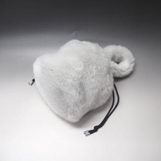 【1011】コロッとしたフォルムが可愛い!　フェイクファー巾着バッグ グレー