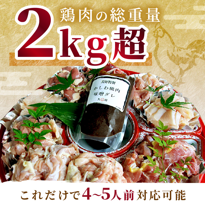 【0878-3】【鶏肉の総重量２kg超！】鳥好特製かしわ焼肉セット！