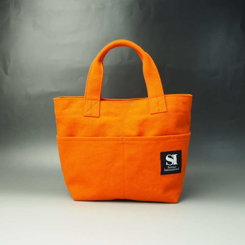 【1095-2】伝統に培われた技術!倉敷帆布前面ポケットミニトート オレンジ