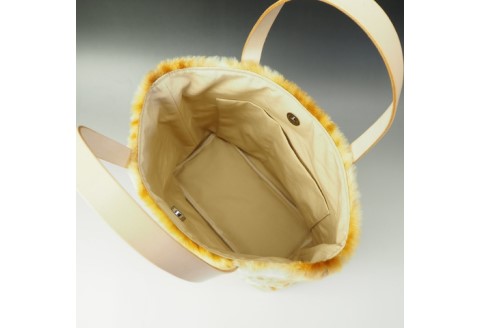 【0711-1】存在感のある色と柄! フェイクファートート　ベージュ