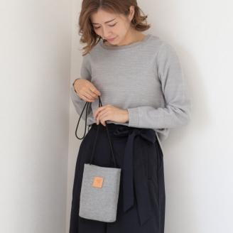 【0731-1】感動を生む吊り編みの技！天竺ニットサコッシュ　グレー