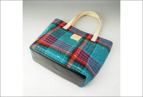 【0671-2】世界中で愛される！　リントンツイードトート　ミントブルー