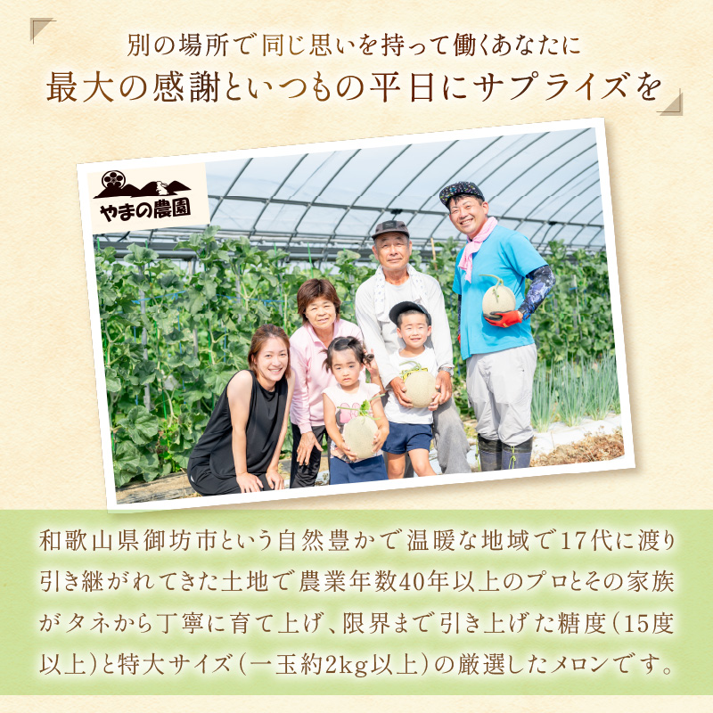 【0925-3】やまの農園　感謝のメロン～一期一会「うしわか」～≪先行予約≫【2026年7月中旬より順次発送予定】