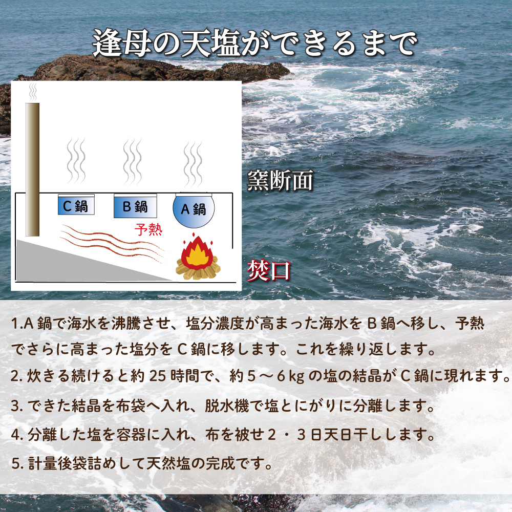 【1258-1】手作り天然塩　【逢母の天塩】100ｇ×5パック
