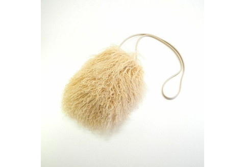【0408-2】くるくる可愛い チベットラム毛皮ポシェット ベージュ