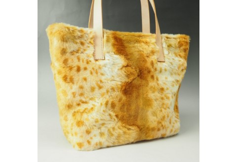 【0711-1】存在感のある色と柄! フェイクファートート　ベージュ