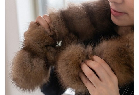 【0427】毛皮の王様 ロシアンセーブルダブルフェースロングマフラー ワイルド