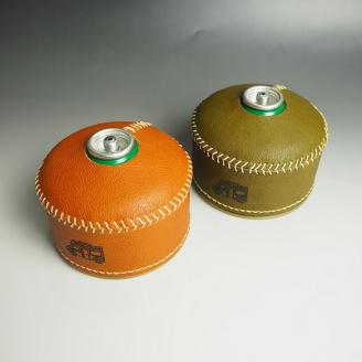 【0969-1】心躍るリアルレザーの質感！　牛革OD缶カバー BROWN（野口オートキャンプ場）