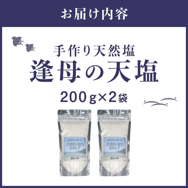 【1259-1】手作り天然塩　【逢母の天塩】200g×2パック