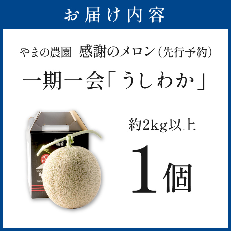 【1268】やまの農園　感謝のメロン～一期一会「うしわか」～1玉≪先行予約≫【2026年7月中旬より順次発送予定】