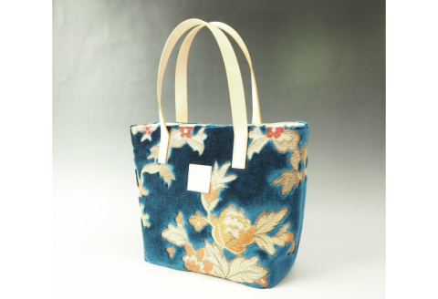 【0673】伝統の技が息づく逸品！　金華山織り トートバッグ　ブルー