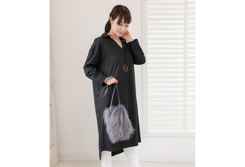 【0413-2】くるくる可愛い チベットラム毛皮ポシェット グレー