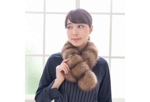 【0427】毛皮の王様 ロシアンセーブルダブルフェースロングマフラー ワイルド