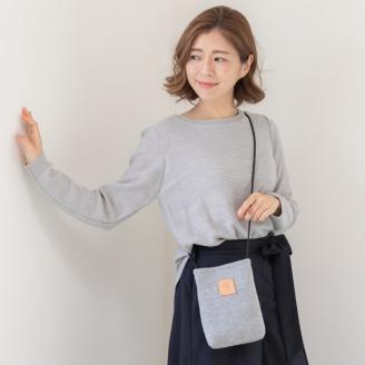 【0731-1】感動を生む吊り編みの技！天竺ニットサコッシュ　グレー