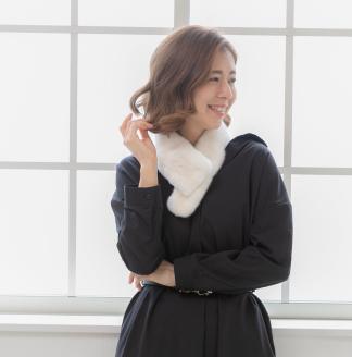 【0981-4】毛皮の宝石 NAFAミンクDFチョーカー　ホワイト