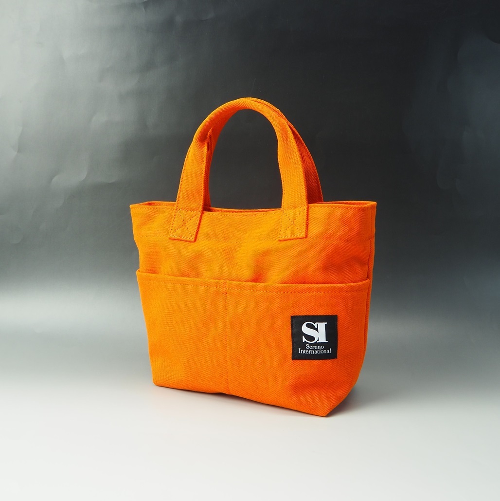 【1095-2】伝統に培われた技術!倉敷帆布前面ポケットミニトート オレンジ