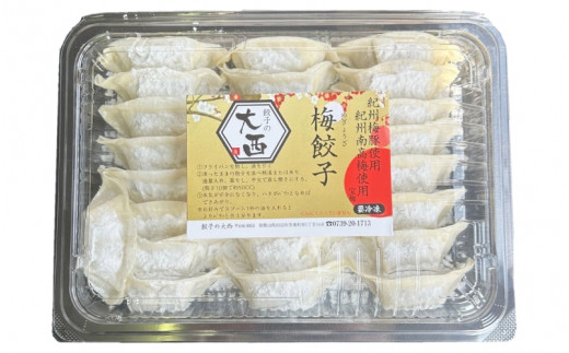 大西の餃子パーティーセット(にんにく餃子・梅餃子)　25個入り×各2パック　計100個 / 和歌山県 田辺市 ぎょうざ ギョウザ ギョーザ にんにく不使用 手作り 紀州うめぶた 紀州南高梅 南高梅 宝梅使用 無添加 冷凍【gyz009-2】