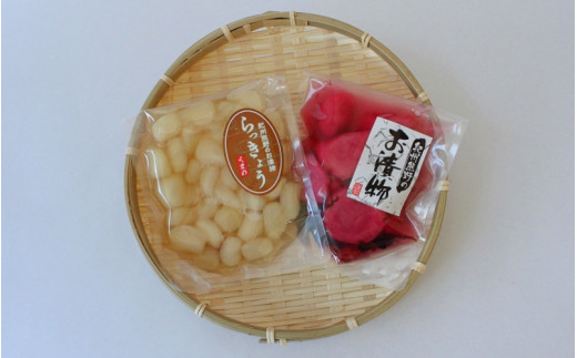 らっきょうの甘酢漬け100g×3・しょうがのしそ漬80g×3セット / 無添加 漬物 ごはんのおとも 惣菜 和歌山 田辺市【ksn008-1】