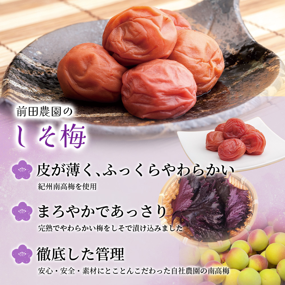 大粒 たっぷり浸かったしそ漬け梅 1kg×1パック 塩分10％ / お歳暮 紀州南高梅 訳ありでない 梅干 うめぼし 南高梅 しそ梅 シソ 紫蘇 国産 梅 うめ ウメ ご飯 和歌山県 田辺市 前田農園 お中元 お歳暮 贈答用 【mae003-2】 
