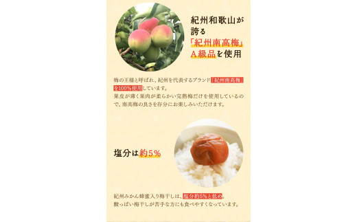 紀州みかん蜂蜜入り梅干（塩分約5％） 400g / はちみつ梅干し 和歌山 田辺市 紀州南高梅 南高梅 梅干し 梅干 梅 はちみつ 肉厚 お米 おにぎり 焼酎 梅酒 健康 みかん蜂蜜 甘い梅干し ご飯のお供 まろやか【mtz016-1】