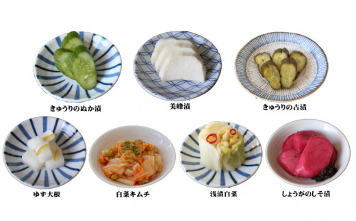 おまかせ７点セット / 漬物 冷蔵 ごはんのおとも 大根 きゅうり 白菜 古漬 梅漬け キムチ 浅漬け ぬか漬け 和歌山 田辺市【ksn003-1】