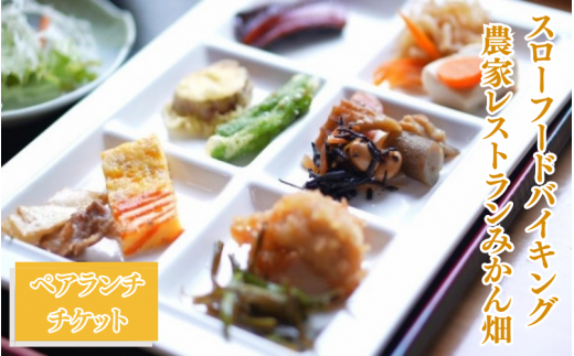 「スローフードバイキング農家レストランみかん畑」ペアランチチケット / お食事 お食事券 バイキング ランチ 和歌山 田辺市 旬の食材 新鮮 スローフード ヘルシー 美味しい 野菜 農家 レストラン 【grt001-1】