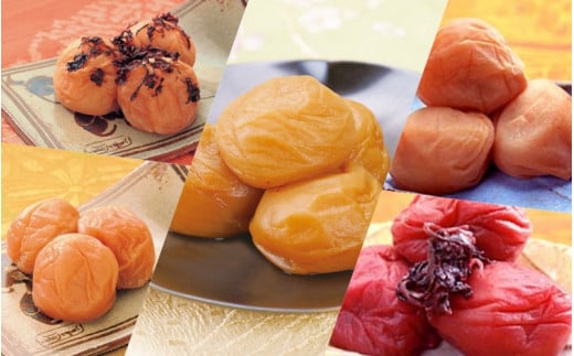 紀州南高梅 梅干5種食べ比べセット計1kg（幸梅漬200g・しそかつお梅200g・白干梅200g・馥梅200g・しそ梅200g）  / 田辺市 紀州南高梅 南高梅 梅干し 梅干 梅 うめ 肉厚 お米 おにぎり 焼酎 梅酒 健康  しそ かつお はちみつ 白干し【ikm020】