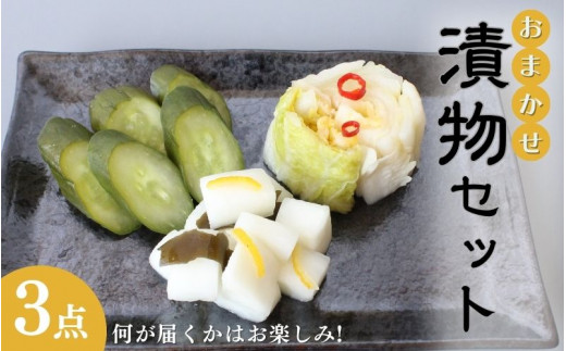 おまかせ３点セット / 漬物 冷蔵 ごはんのおとも 大根 きゅうり 白菜 キムチ 浅漬け ぬか漬け 和歌山 田辺市【ksn001】