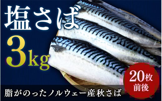 塩さば 切り身 3kg(約20枚前後）厚切り / 鯖 切り身 フィレ サバ 焼き魚 甘塩 冷凍 おかず ご家庭用 和歌山県 田辺市【mts007-5】