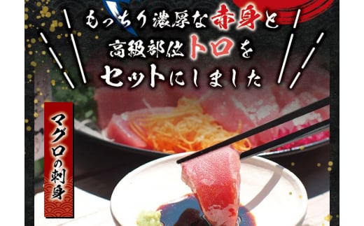 本マグロ（養殖）トロ＆赤身セット 240g  【１ヶ月以内に順次発送】【配達日指定不可】高級 クロマグロ  中トロ 中とろ まぐろ マグロ 鮪 刺身 赤身 柵 じゃばらまぐろ 本マグロ 本鮪【nks113B】