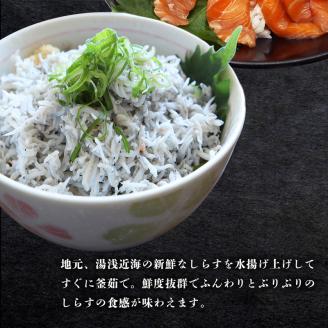 紀州湯浅醤油を使ったサーモンとカンパチの漬け＆釜揚げしらすの 海鮮丼 ３種セット 計３００g【uot756A】