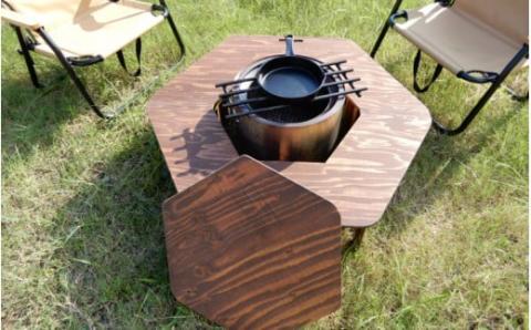 熟練の職人が作る キャンプ・バーベキューにもってこい！ コンパクト収納 持ち運びに便利 組み立て式 焚き火台が入る アウトドアテーブル  / キャンプ 家具 テーブル アウトドア 折り畳み 持ち運び【myv001】
