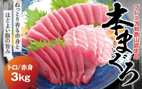 本マグロ（養殖）トロ＆赤身セット 3kg 【4月発送】【配達日指定不可】高級 クロマグロ  中トロ 中とろ まぐろ マグロ 鮪 刺身 赤身 柵 じゃばらまぐろ 本マグロ 本鮪 【nks112B-4】