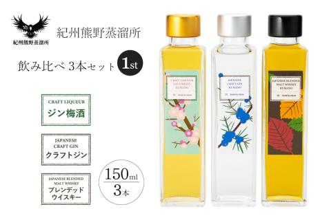 紀州熊野蒸留所 飲み比べ 150ml 3本セット【prm026】