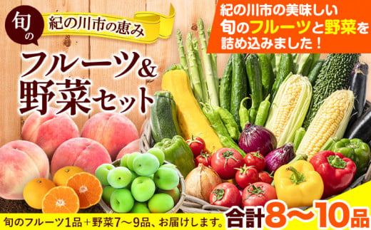 紀の川市の恵み旬のフルーツ&野菜セット計8〜10品[30日以内に出荷予定(土日祝除く)]桃梅みかん新玉ねぎなすトマトキャベツ---wfn_cwlocal22_30d_24_14000_8_10s---