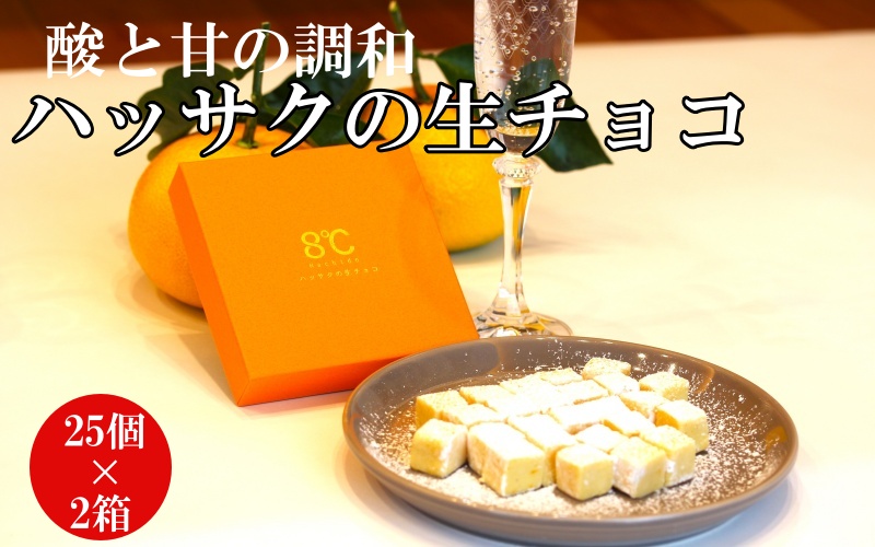 ハッサクの生チョコ 25個×2箱セット/生チョコ デザート 八朔  手作り 柑橘 果汁 【kmf007】