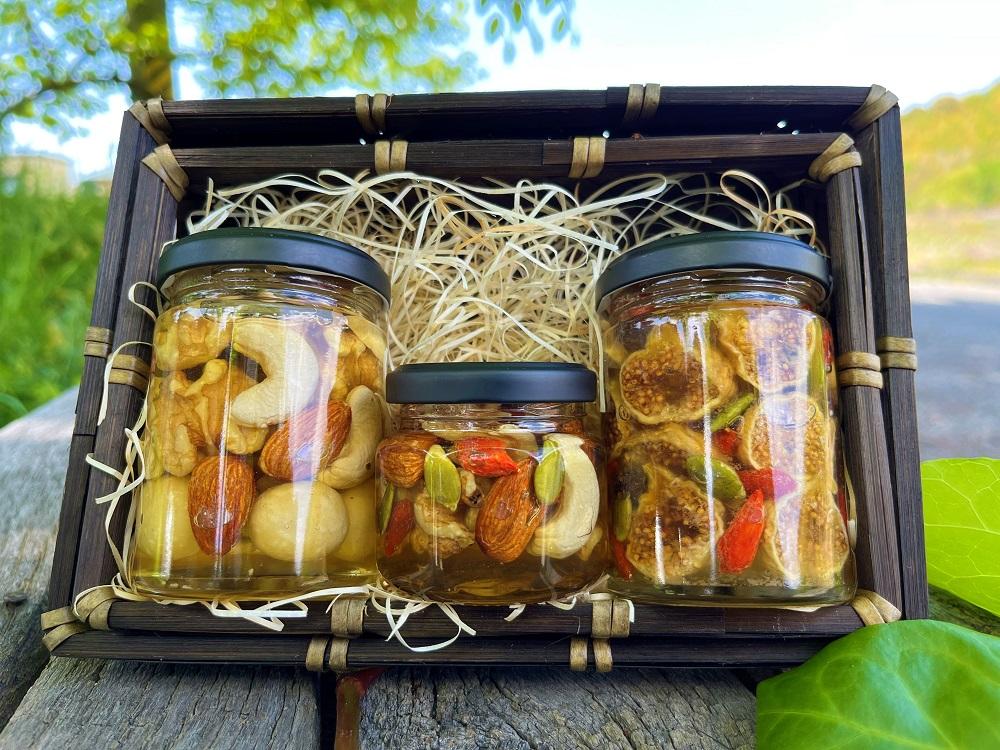 ナッツ・ドライフルーツの蜂蜜漬3種セット【峠の恵】【峠の彩】【峠の果実】 【SW63】