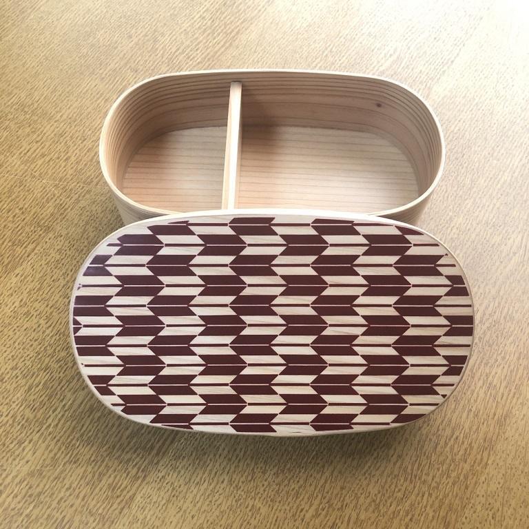 紀州漆器 曲げわっぱ 弁当箱 矢羽 朱（九州国産日田杉）［YS93］