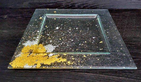 角リムプレート　クリア金箔