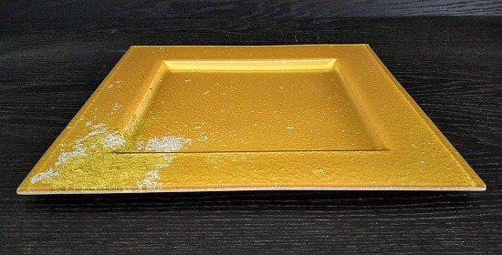 角リムプレート　パール金箔ゴールド