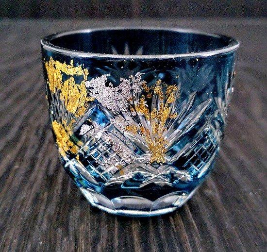 箔舞切子グラス40　ダークブルー