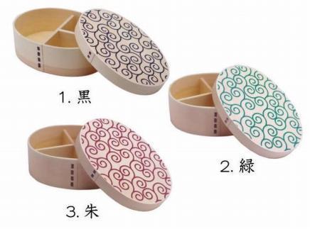 紀州漆器 曲げわっぱ まげわっぱ 弁当箱 白木唐草 黒 ［YS72］