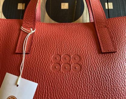 本革六文銭バッグ／縦型【真田赤備】