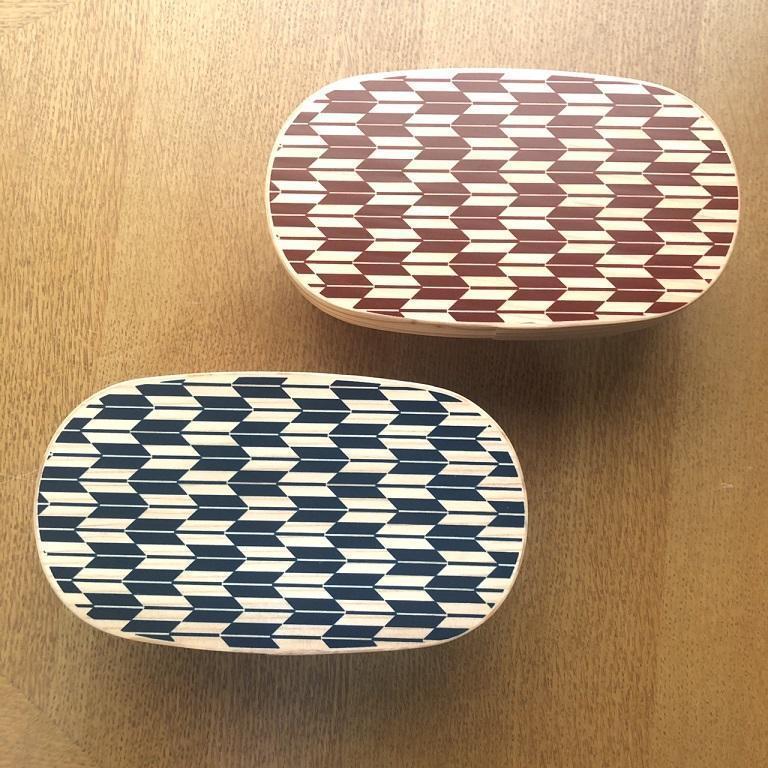 紀州漆器 曲げわっぱ 弁当箱 矢羽 青 朱 2個セット（九州国産日田杉）［YS95］