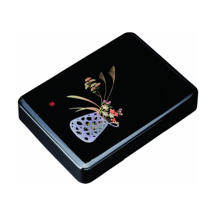 加伏文庫 11.0寸 黒 盛絵花かご ［YG508］