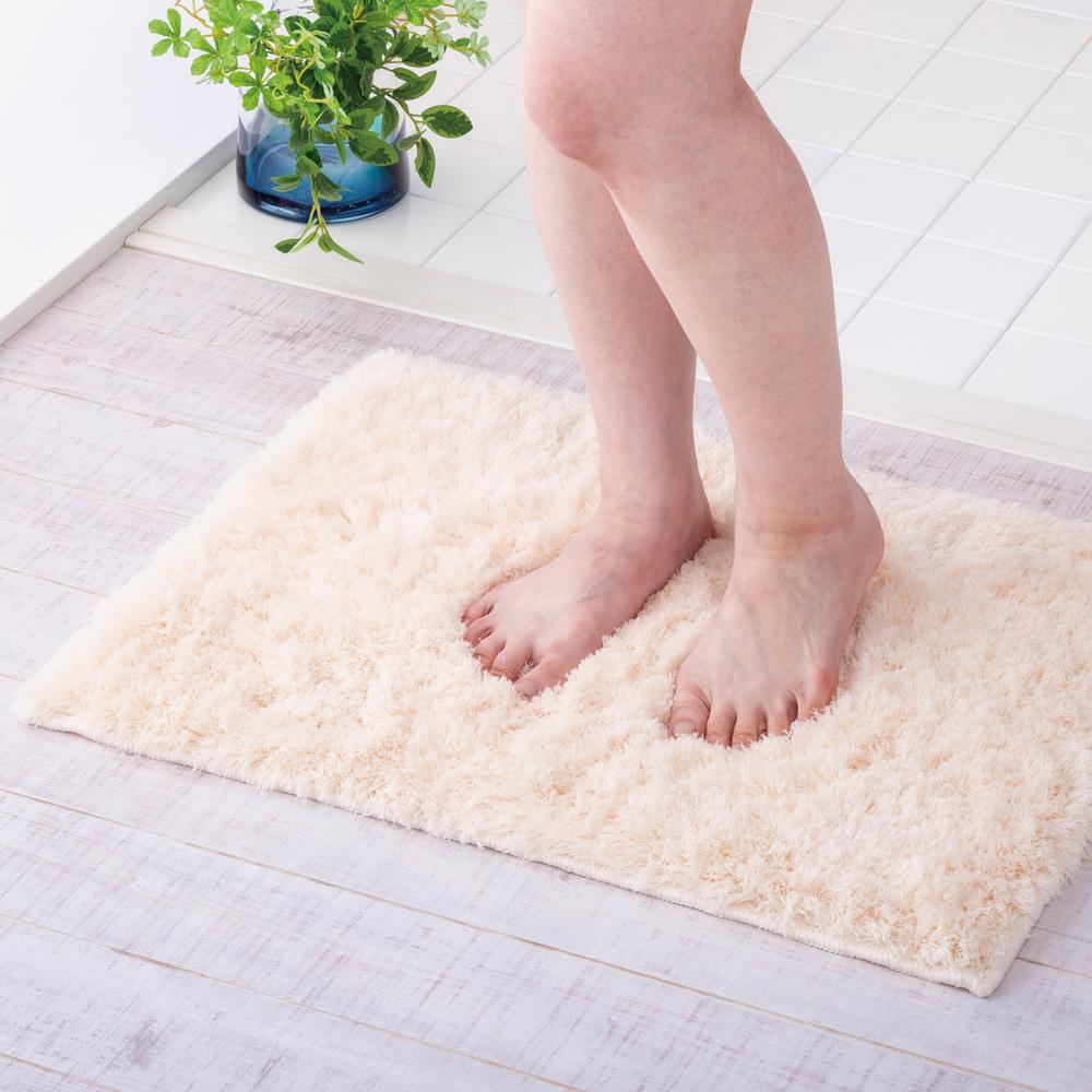 ふわふわコスモトロン吸水速乾バスマット30mmアイボリー(縦45cmX横60cm)
