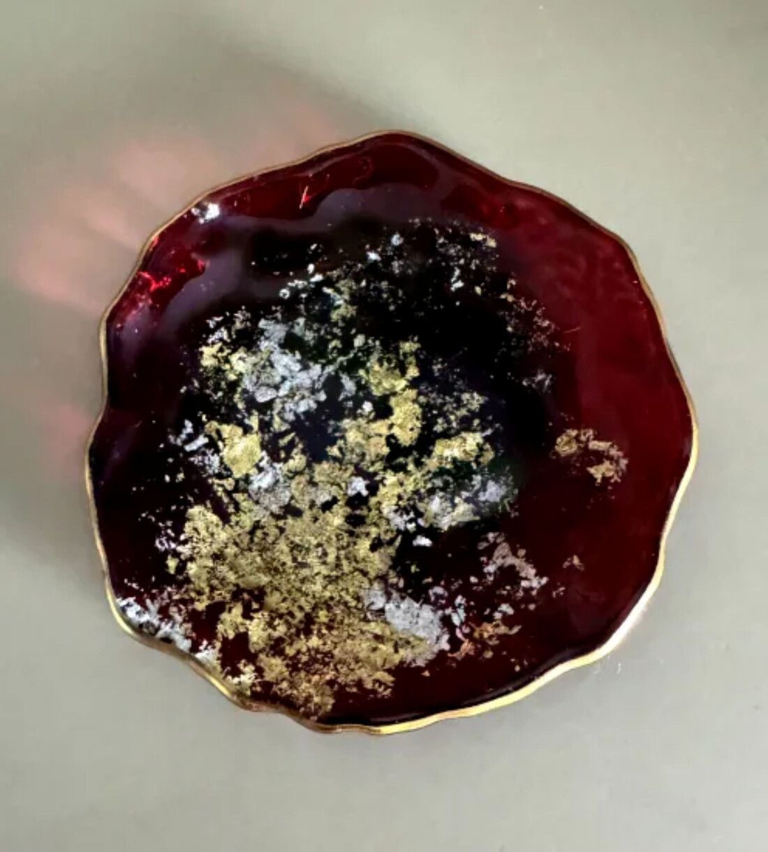 豆皿 口金ロック 古代金箔赤溜 ［NF170］