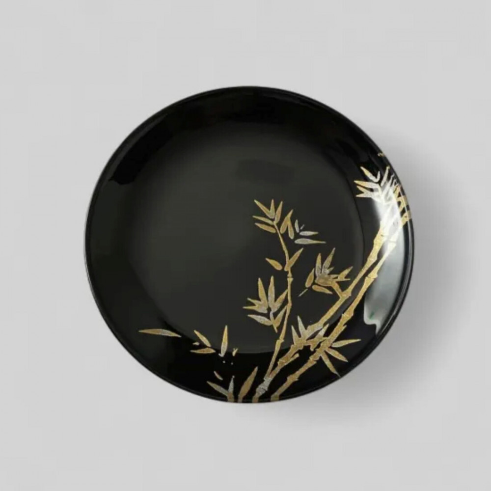 丸小皿 竹 漆黒 ［NF259］